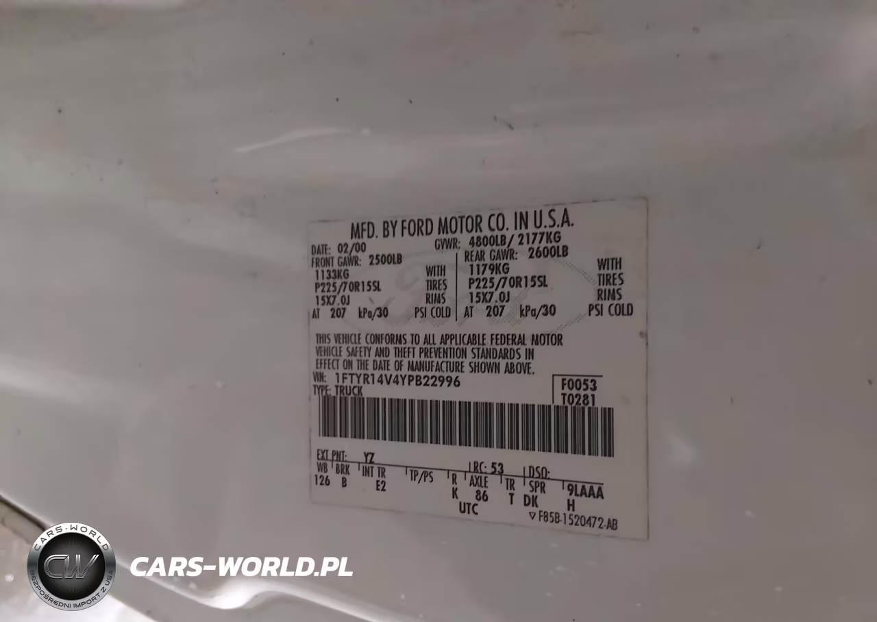 2000 Ford Ranger Xl-Xlt VIN:1FTYR14V4YPB22996 - 9