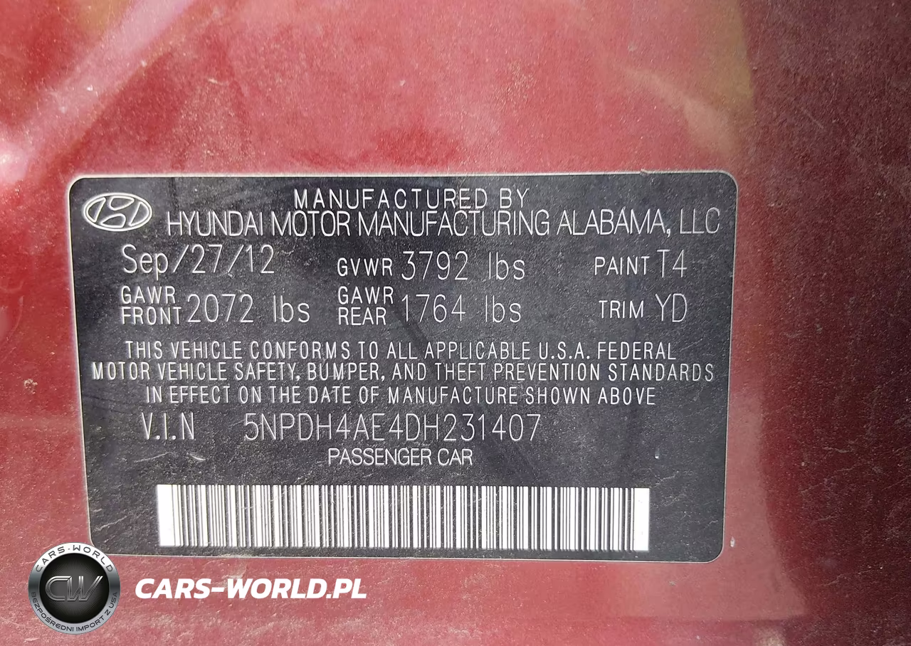 2013 Hyundai Elantra Gls VIN:5NPDH4AE4DH231407 - 9