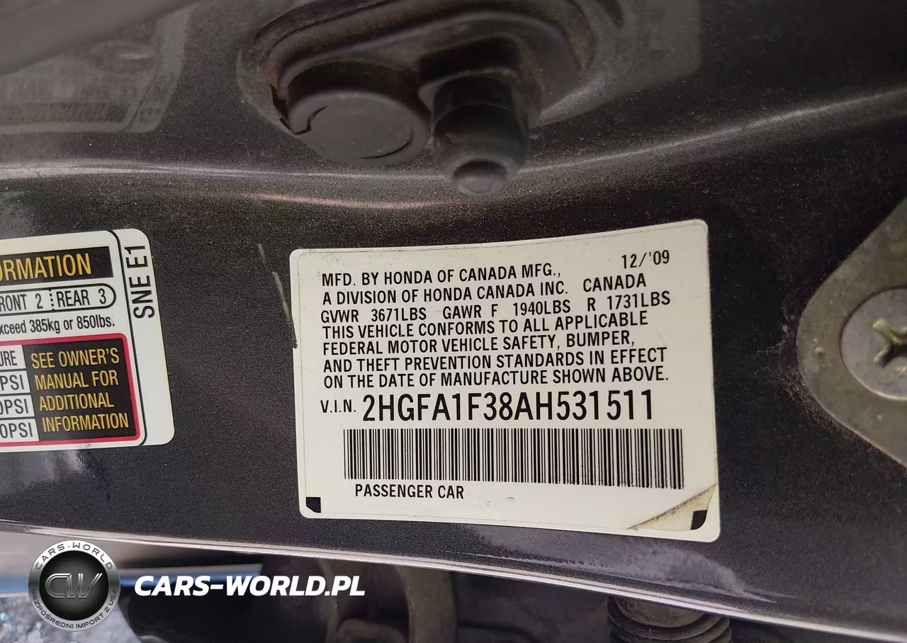 2010 Honda Civic Vp VIN:2HGFA1F38AH531511 - 9