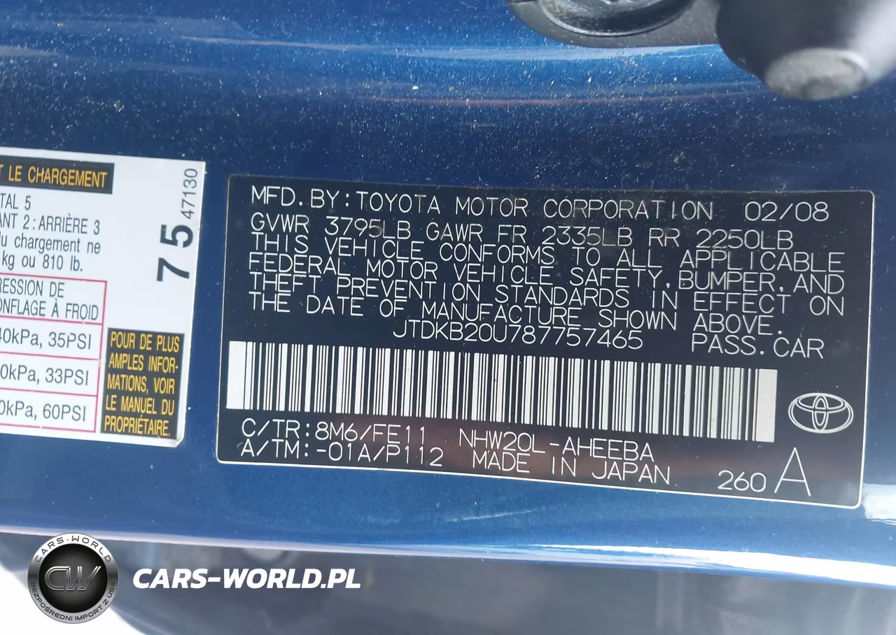 2008 Toyota Prius VIN:JTDKB20U787757465 - 9