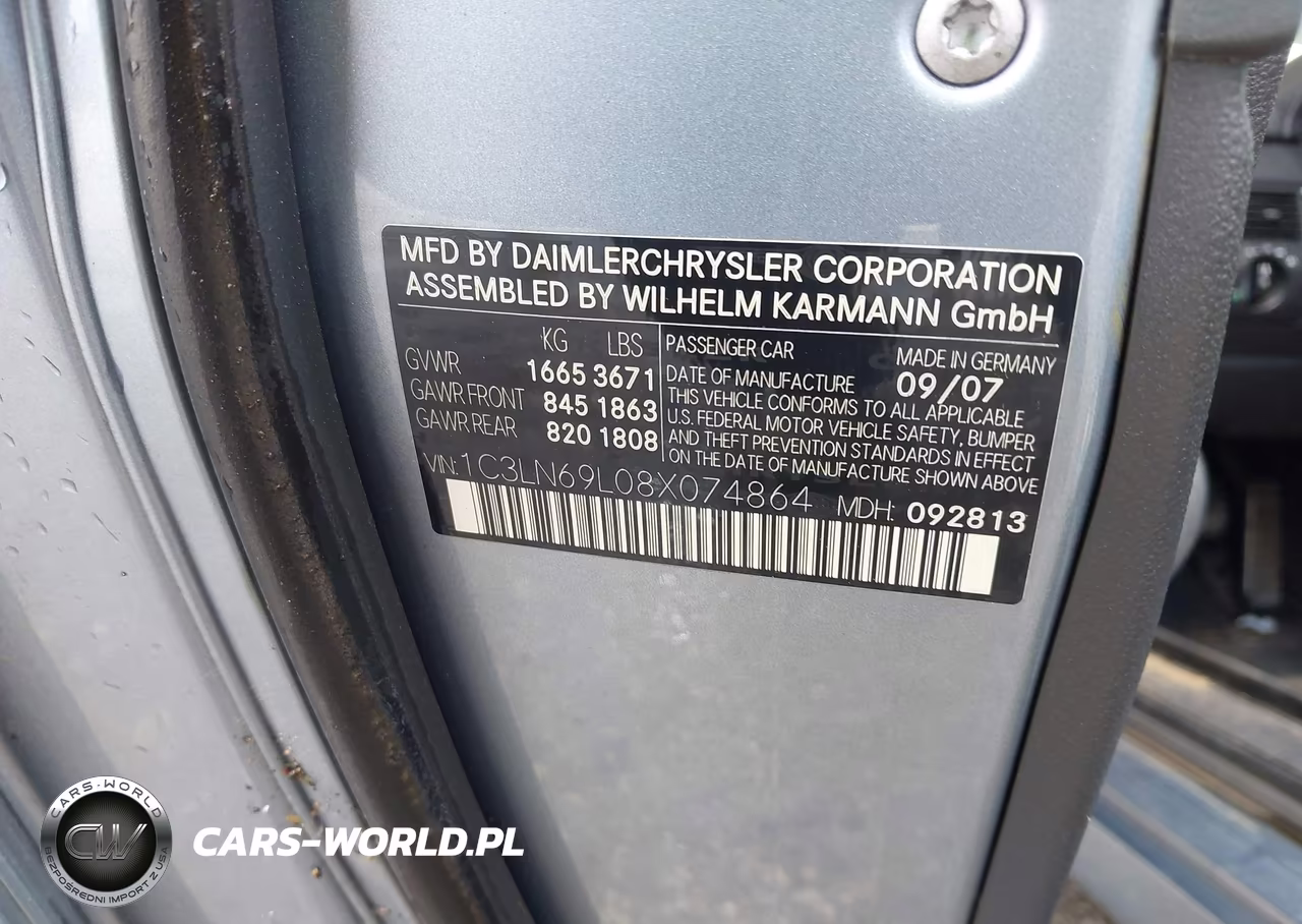 2008 Chrysler Crossfire Limited VIN:1C3LN69L08X074864 - 9