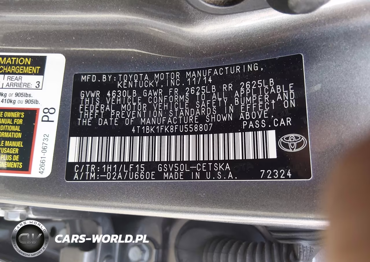 2015 Toyota Camry Xse V6 VIN:4T1BK1FK8FU558807 - 9