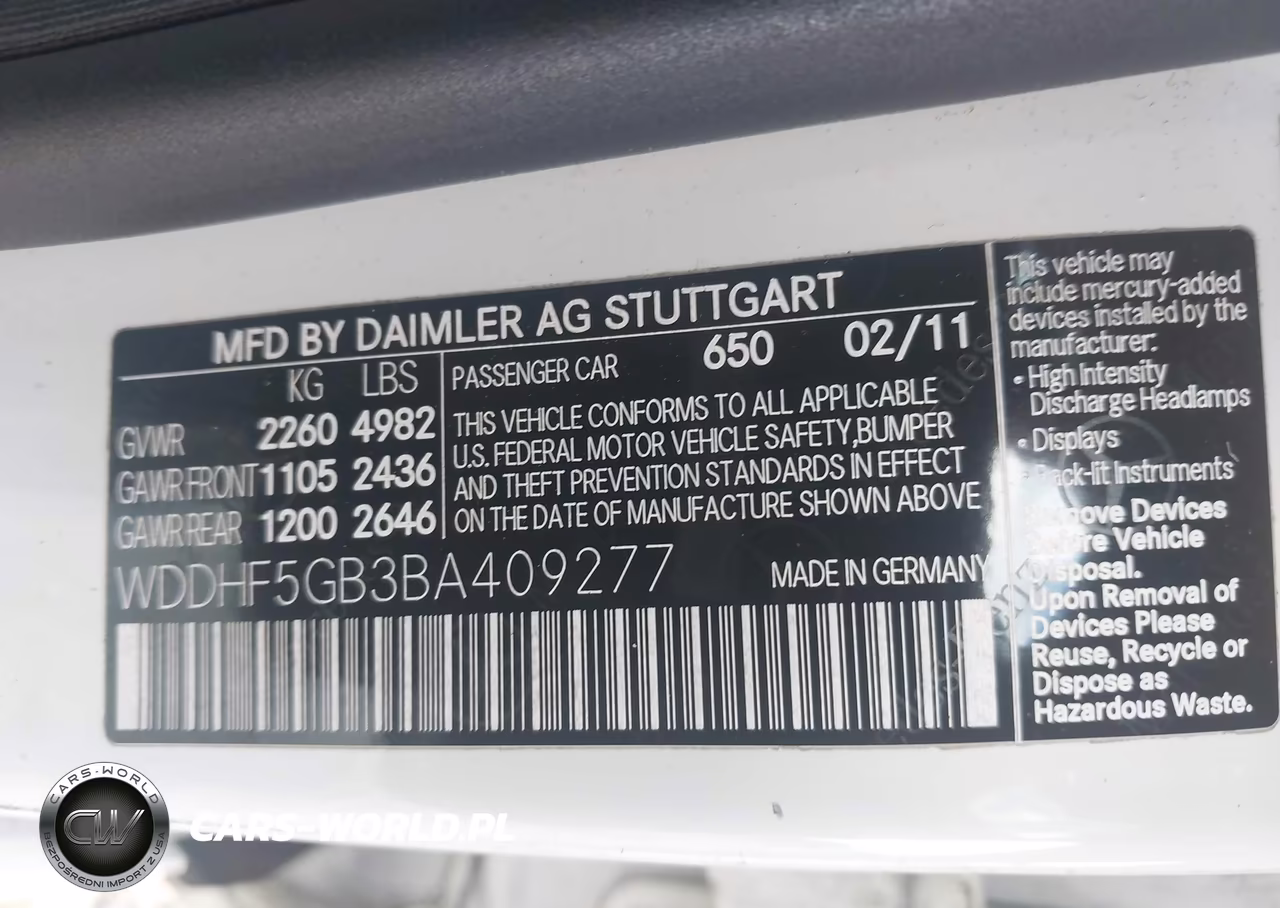 2011 Mercedes-Benz E 350 VIN:WDDHF5GB3BA409277 - 9
