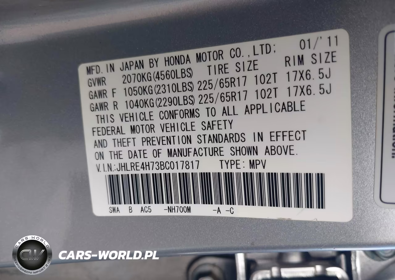 2011 Honda Cr-V Ex-L VIN:JHLRE4H73BC017817 - 9