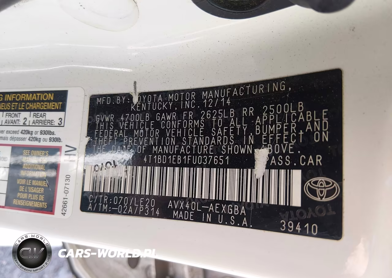 2015 Toyota Avalon Hybrid Xle Touring VIN:4T1BD1EB1FU037651 - 9