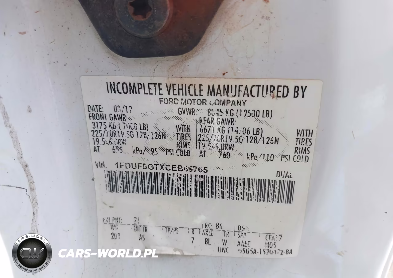 2012 Ford F-550 Chassis Xl VIN:1FDUF5GTXCEB69765 - 8