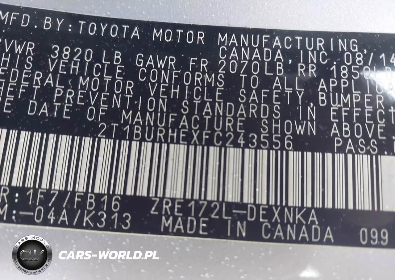 2015 Toyota Corolla Le VIN:2T1BURHEXFC243556 - 9