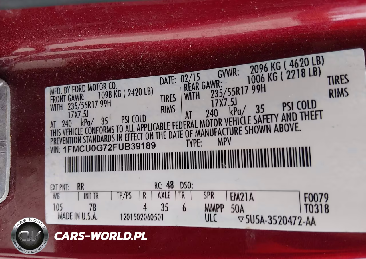 2015 Ford Escape Se VIN:1FMCU0G72FUB39189 - 8