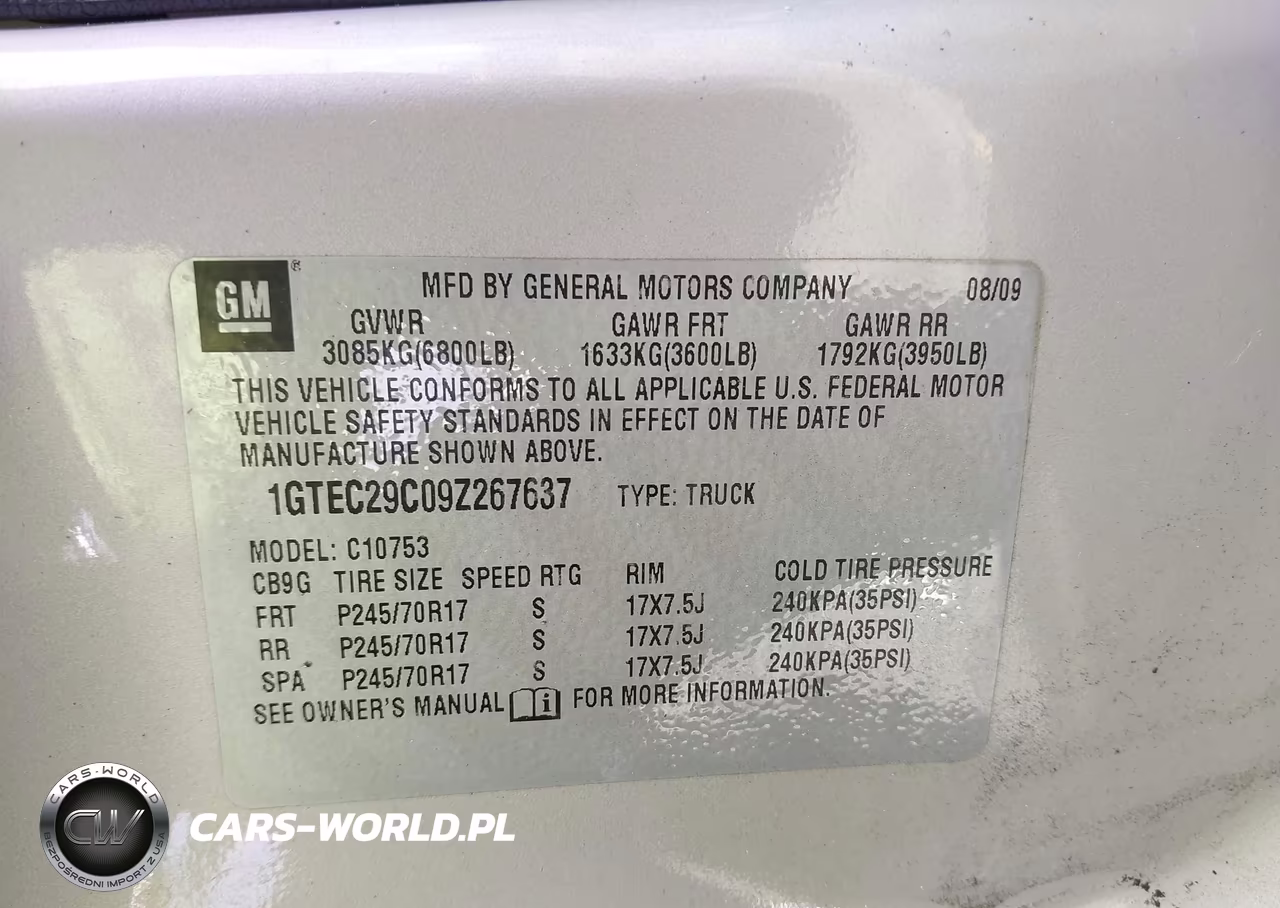 2009 GMC Sierra 1500 Sle VIN:1GTEC29C09Z267637 - 9