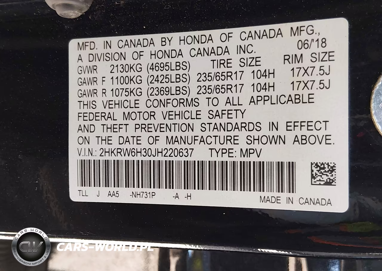 2018 Honda Cr-V Lx VIN:2HKRW6H30JH220637 - 9