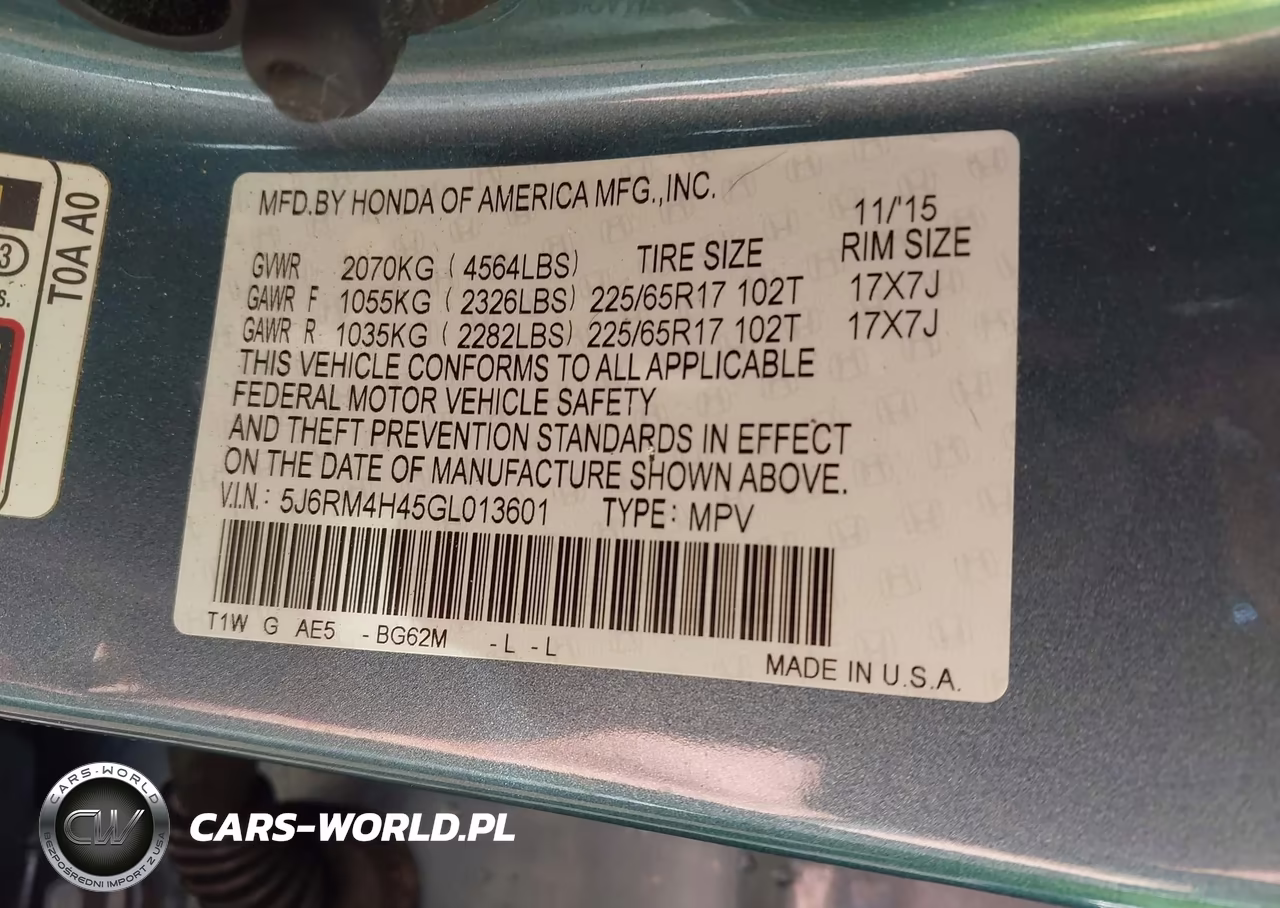 2016 Honda Cr-V Se VIN:5J6RM4H45GL013601 - 9