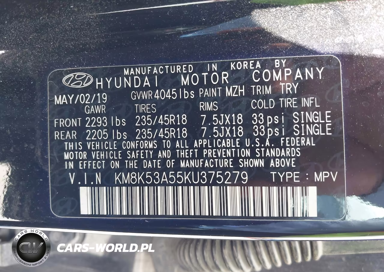 2019 Hyundai Kona Ultimate VIN:KM8K53A55KU375279 - 9