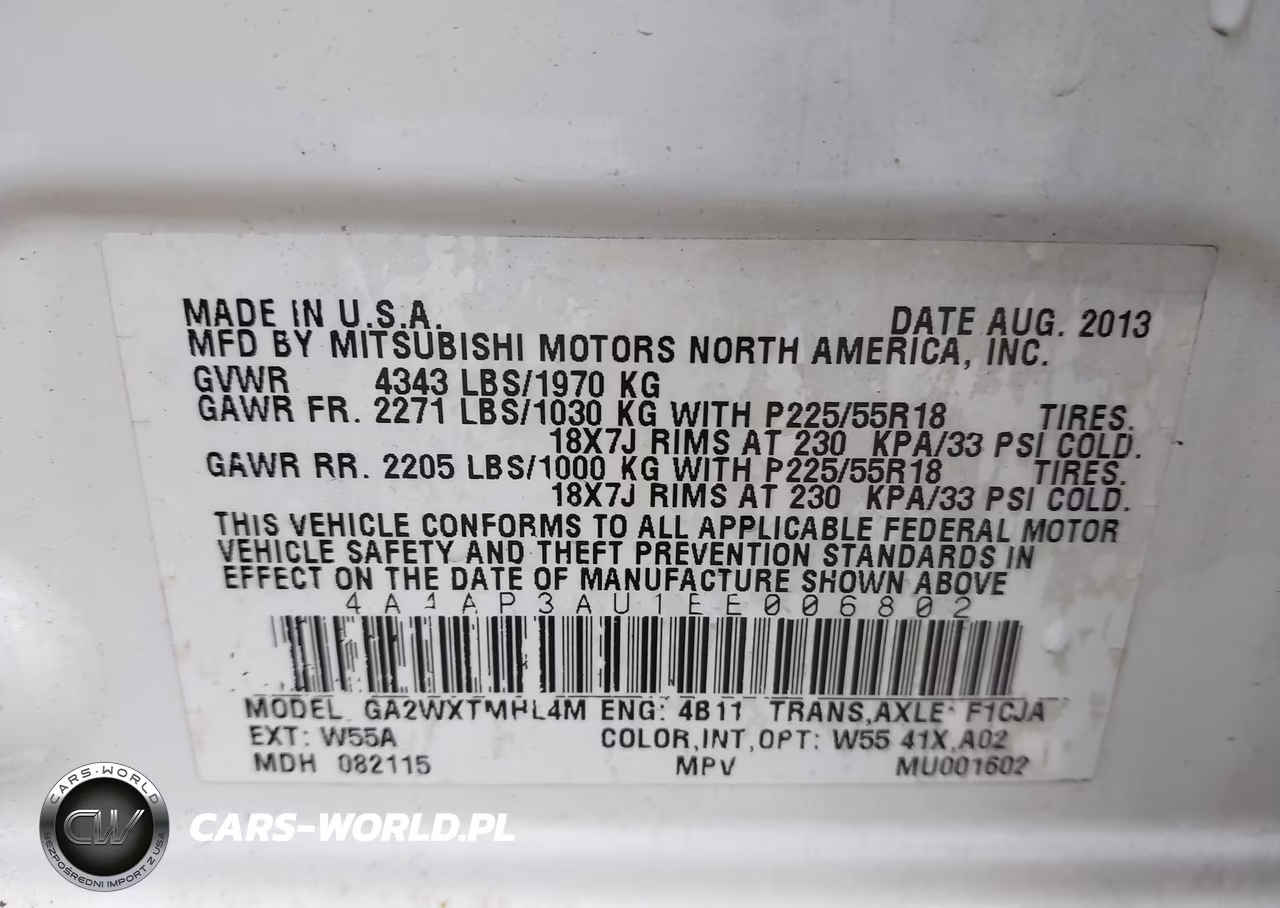 2014 Mitsubishi Outlander Sport Es VIN:4A4AP3AU1EE006802 - 9