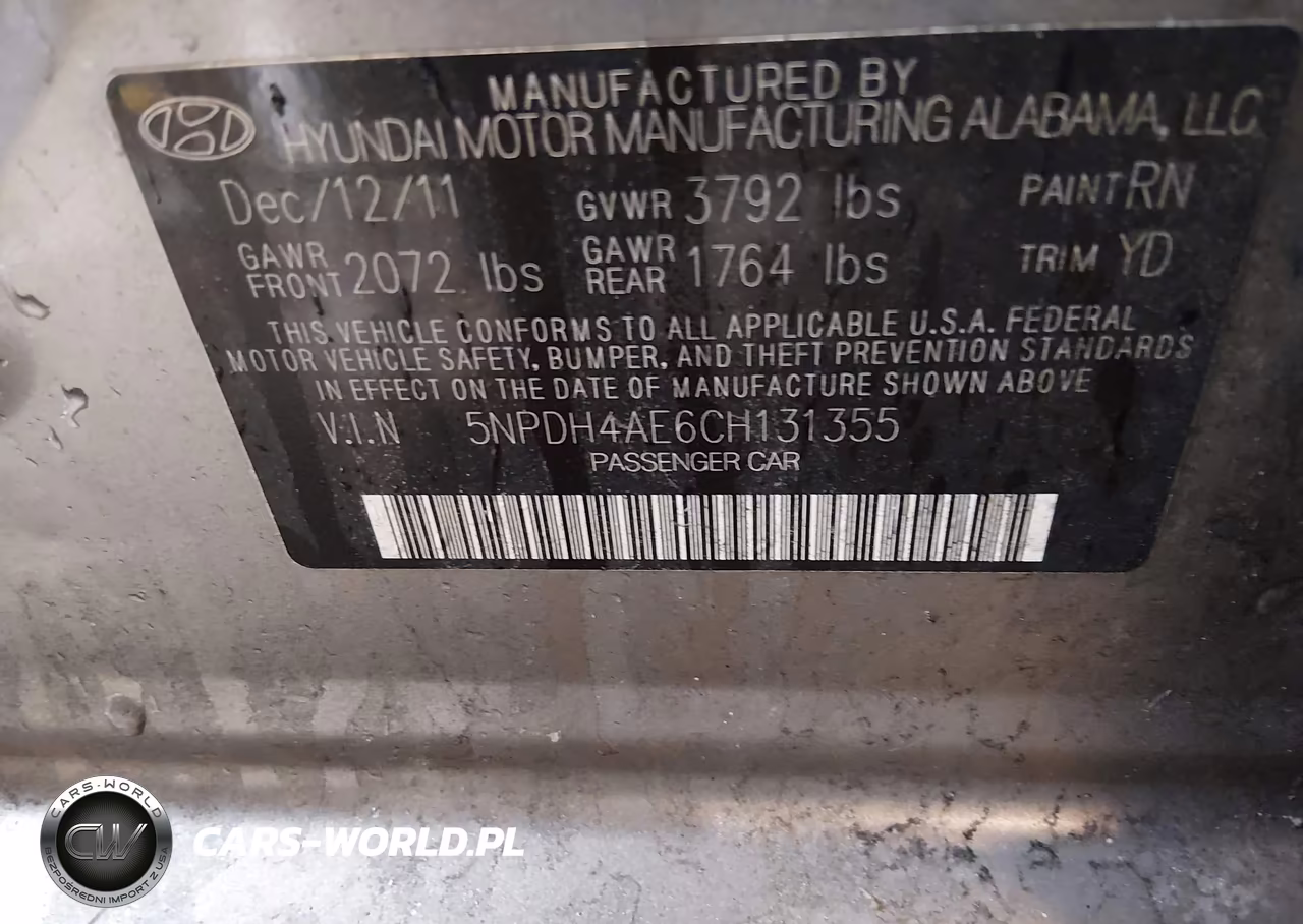 2012 Hyundai Elantra Gls VIN:5NPDH4AE6CH131355 - 9