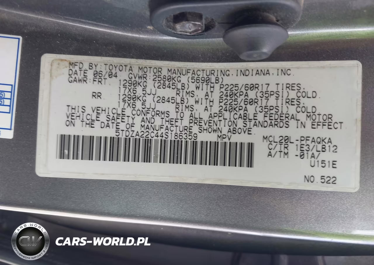 2004 Toyota Sienna Xle Limited VIN:5TDZA22C44S186359 - 9