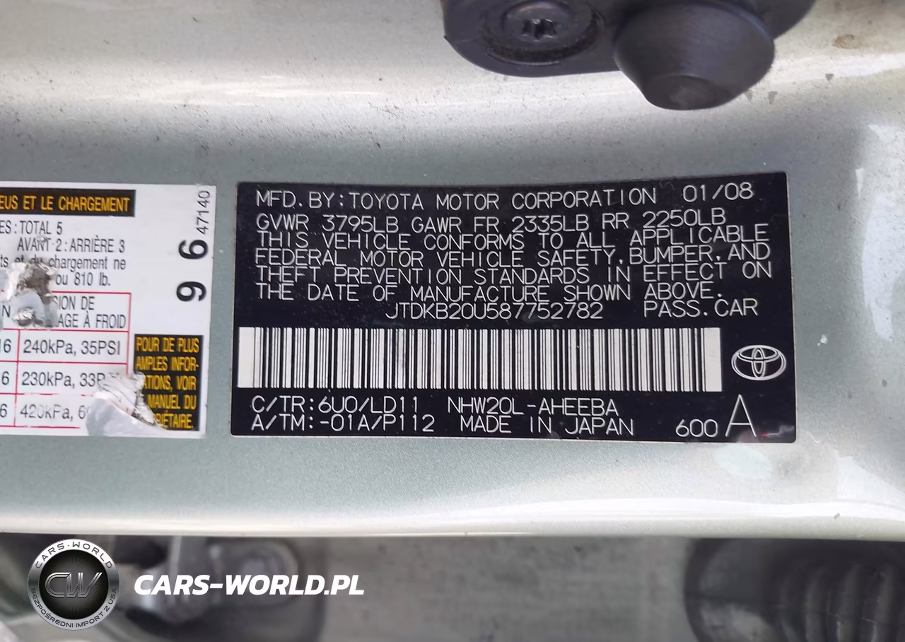 2008 Toyota Prius Touring VIN:JTDKB20U587752782 - 9