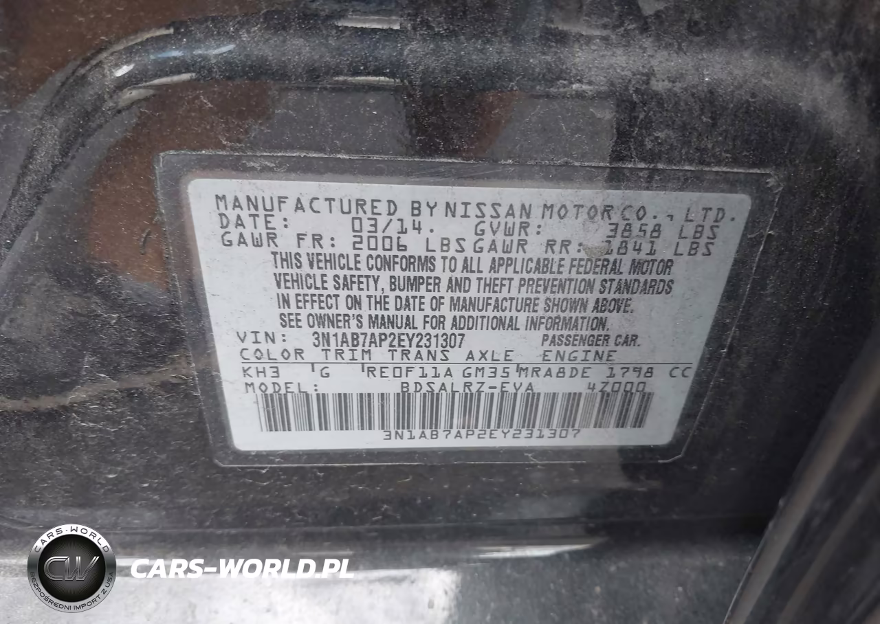 2014 Nissan Sentra Sr VIN:3N1AB7AP2EY231307 - 9