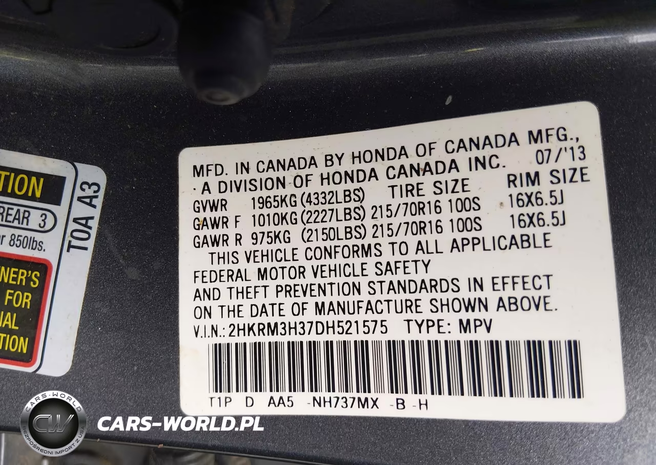 2013 Honda Cr-V Lx VIN:2HKRM3H37DH521575 - 9