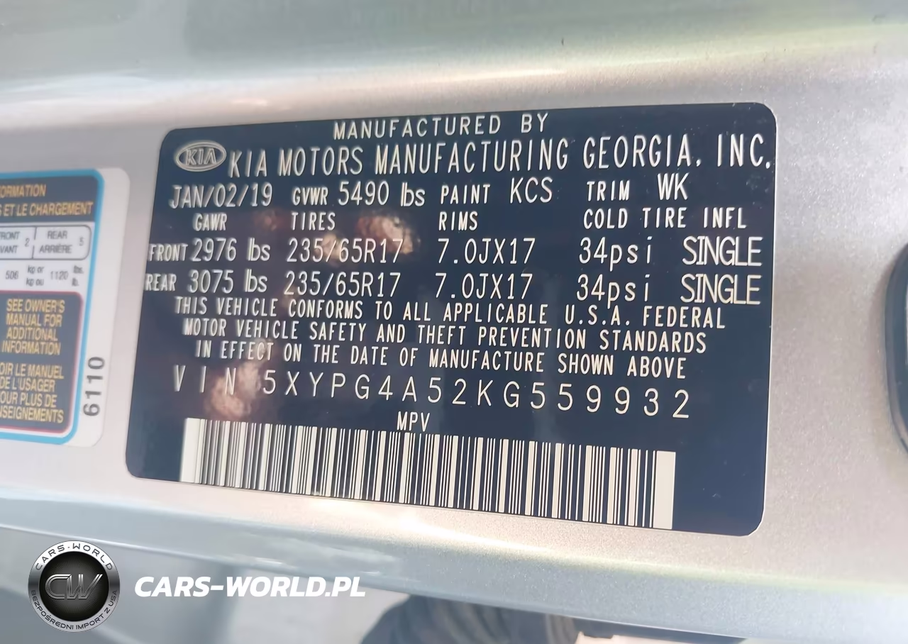 2019 Kia Sorento 3.3L Lx VIN:5XYPG4A52KG559932 - 9
