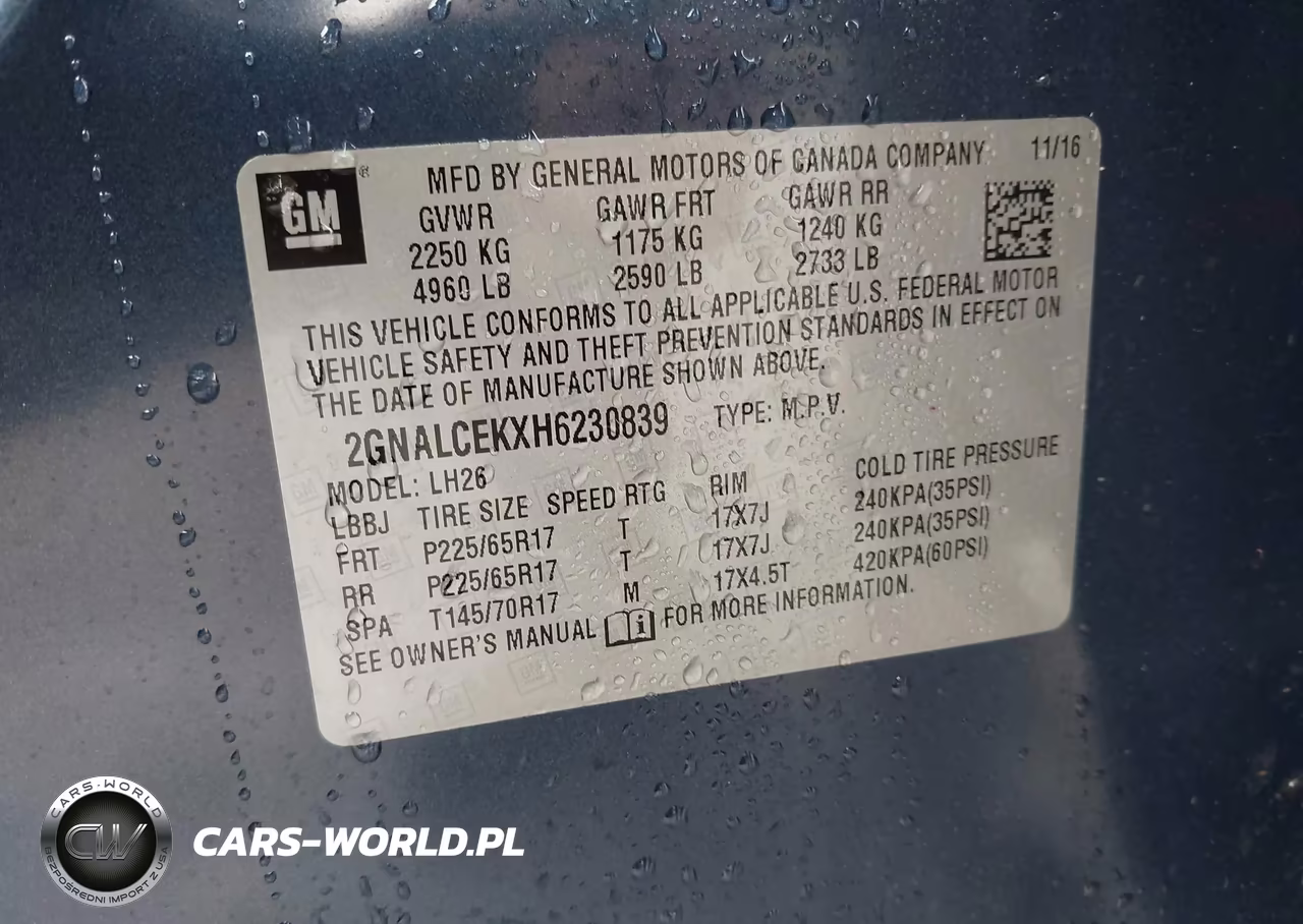 2017 Chevrolet Equinox Lt VIN:2GNALCEKXH6230839 - 9