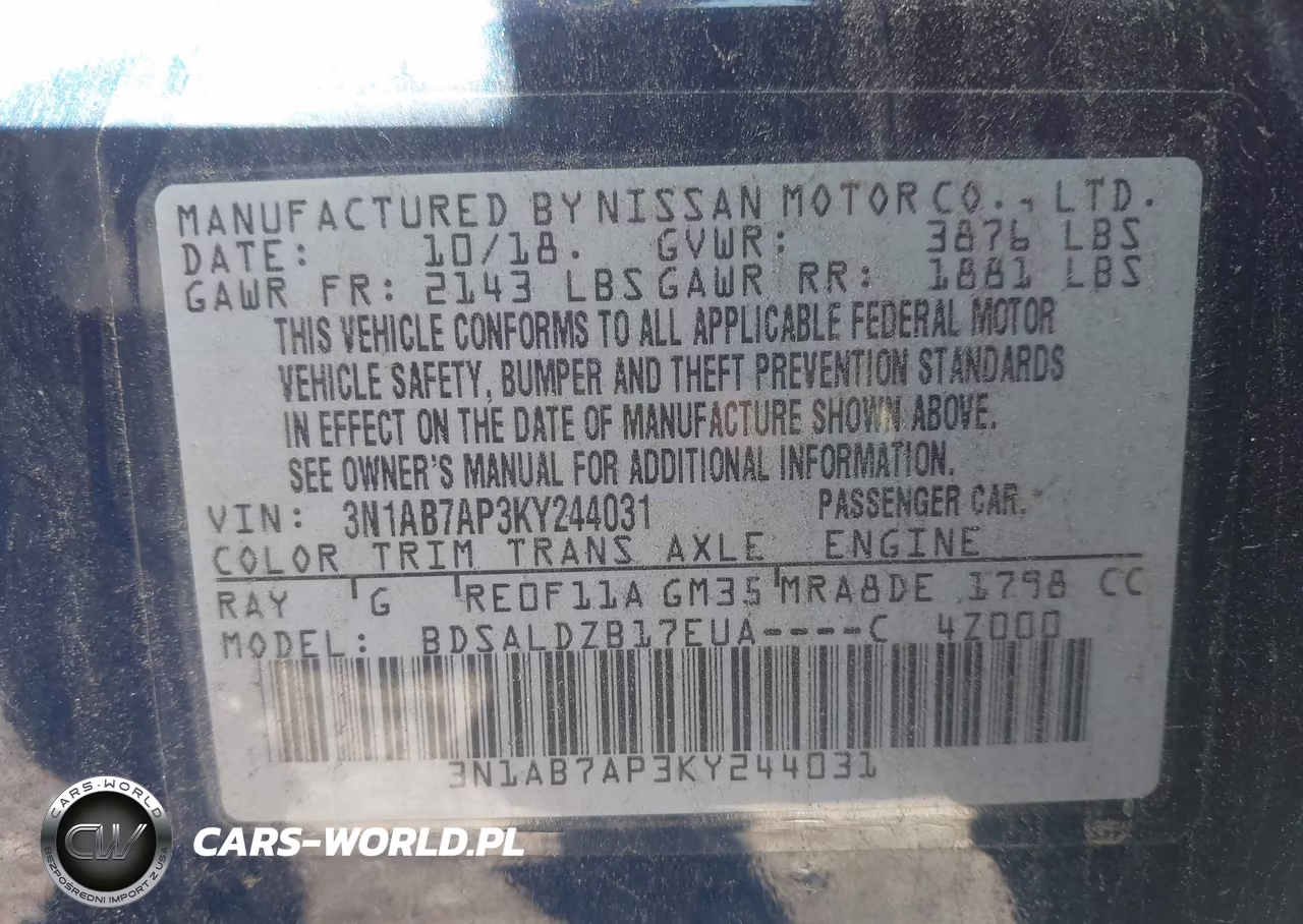2019 Nissan Sentra Sv VIN:3N1AB7AP3KY244031 - 9