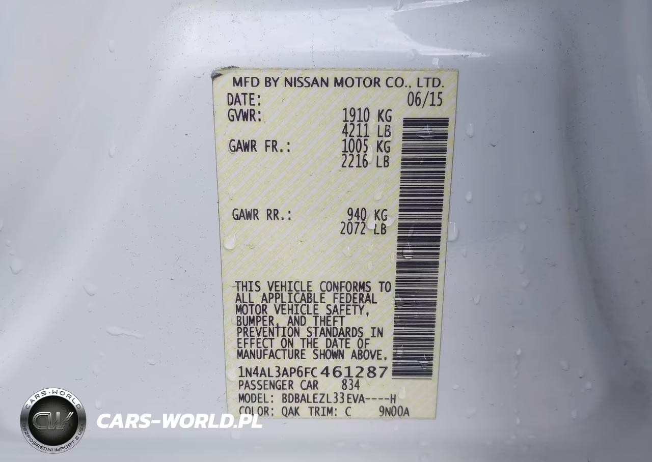 2015 Nissan Altima 2.5 S VIN:1N4AL3AP6FC461287 - 9