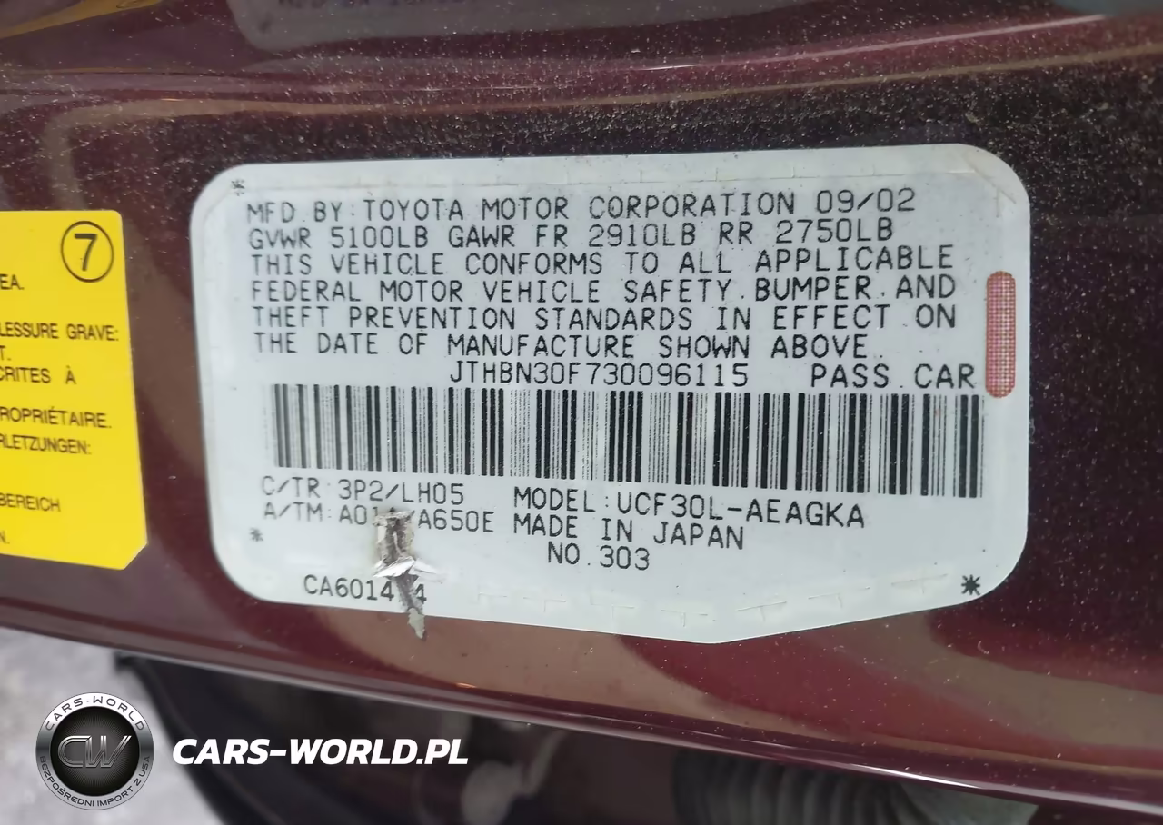 2003 Lexus Ls 430 VIN:JTHBN30F730096115 - 9