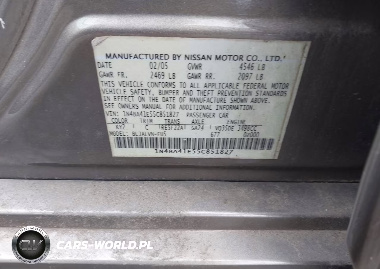 2005 Nissan Maxima 3.5 Sl VIN:1N4BA41E55C851827 - 9