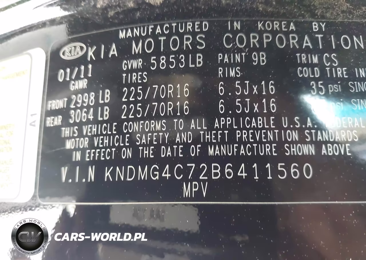 2011 Kia Sedona Lx VIN:KNDMG4C72B6411560 - 9