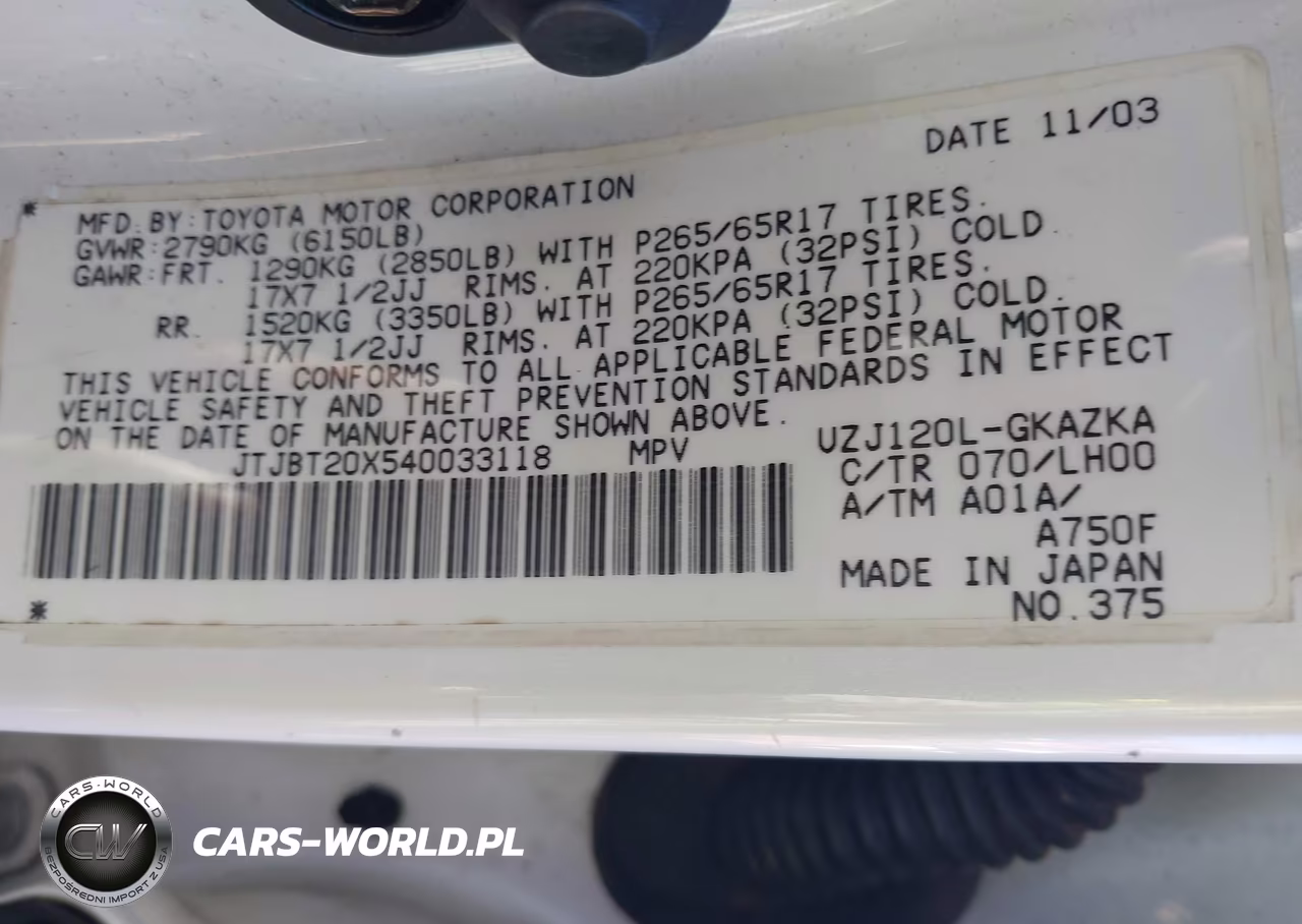 2004 Lexus Gx 470 VIN:JTJBT20X540033118 - 9