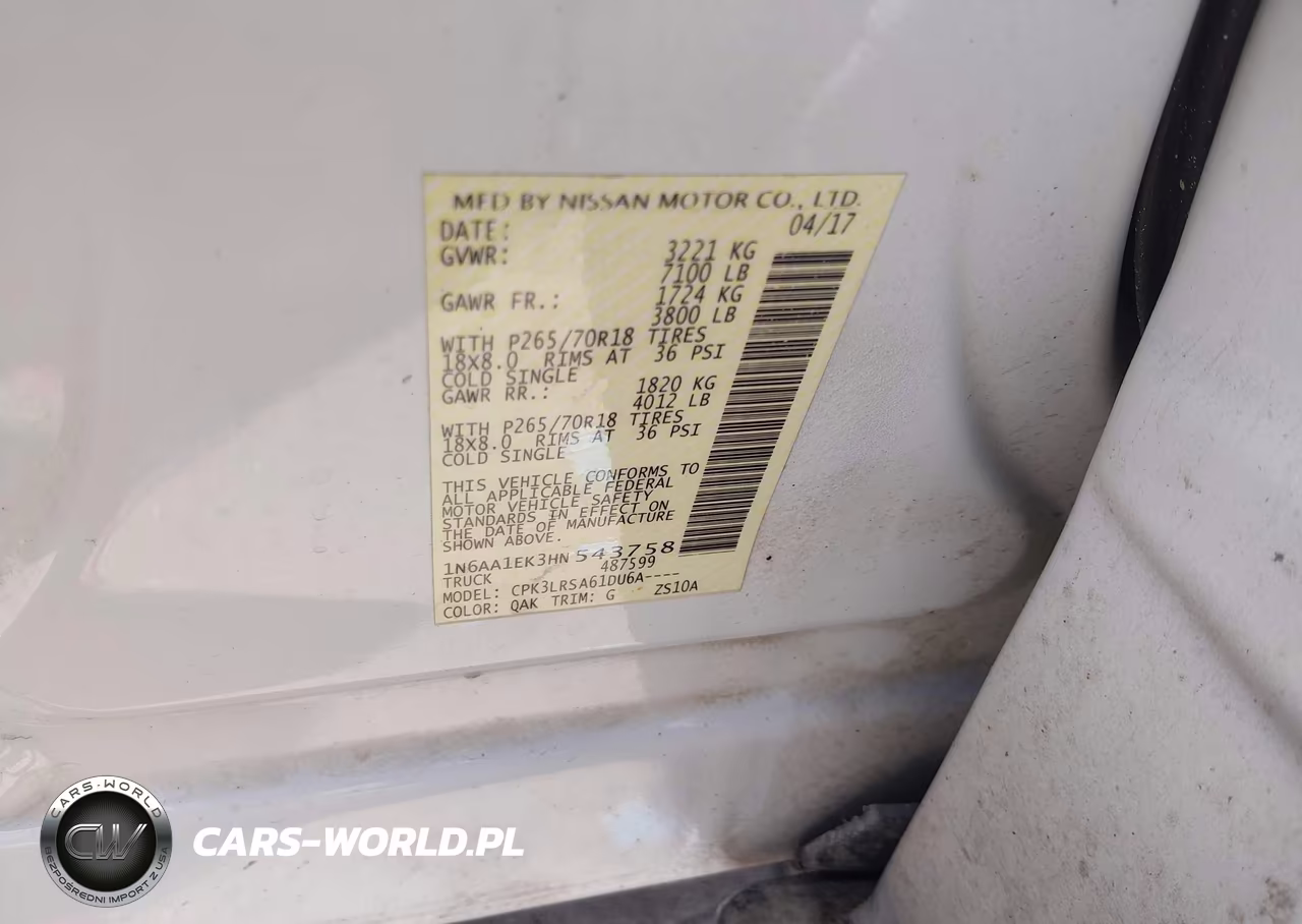 2017 Nissan Titan S VIN:1N6AA1EK3HN543758 - 9