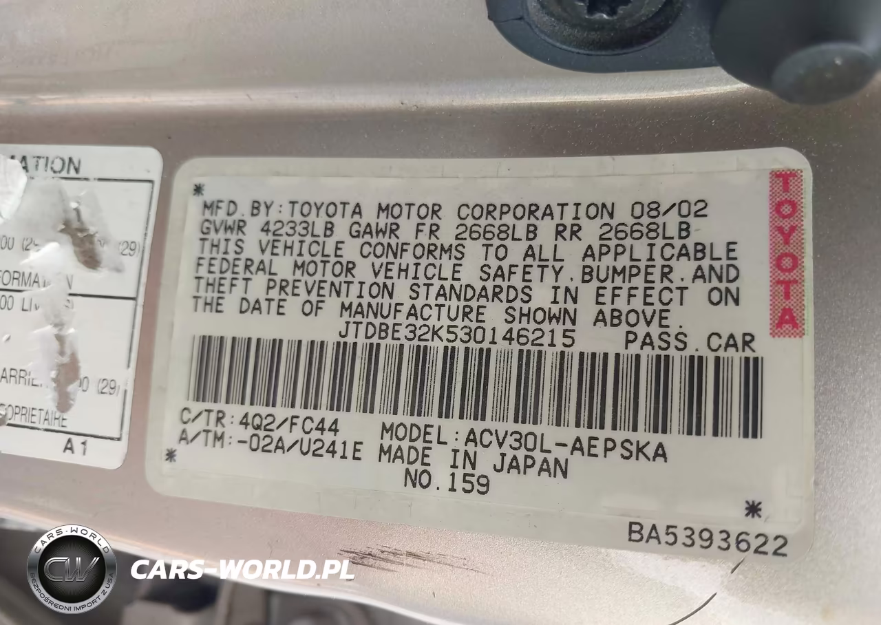2003 Toyota Camry Se VIN:JTDBE32K530146215 - 9