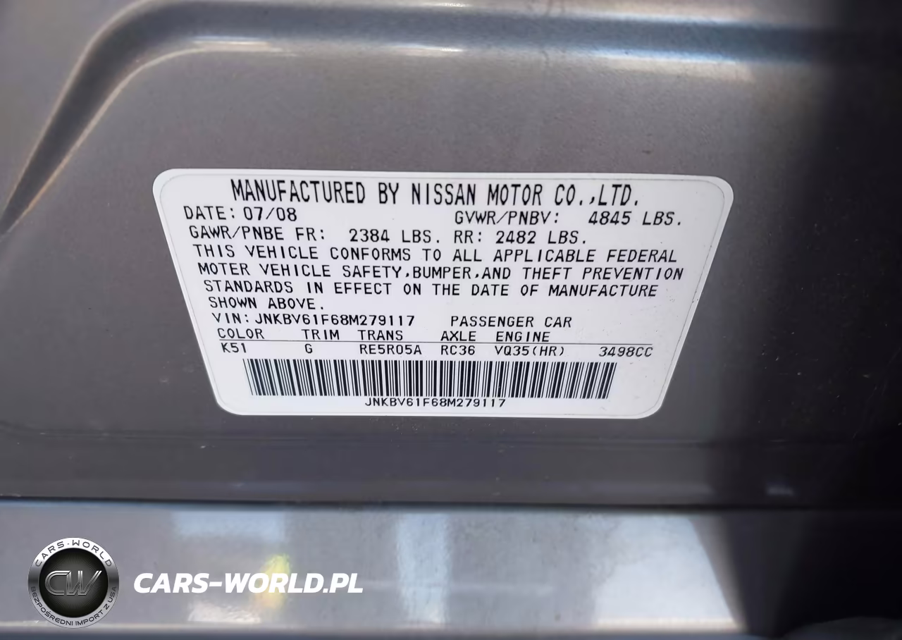 2008 Infiniti G35 VIN:JNKBV61F68M279117 - 9
