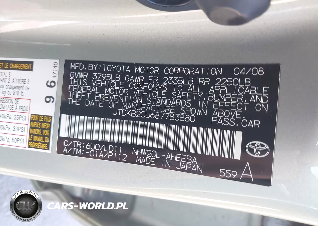 2008 Toyota Prius Touring VIN:JTDKB20U687783880 - 9