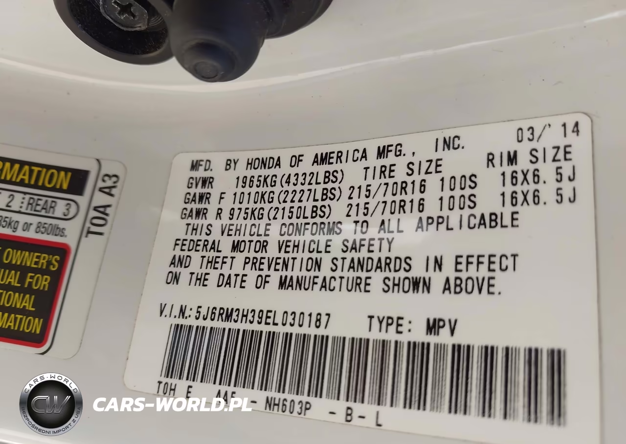 2014 Honda Cr-V Lx VIN:5J6RM3H39EL030187 - 9