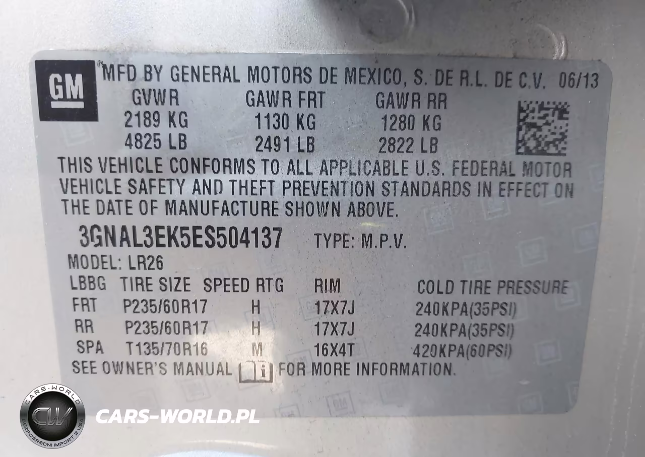 2014 Chevrolet Captiva Sport Lt VIN:3GNAL3EK5ES504137 - 9