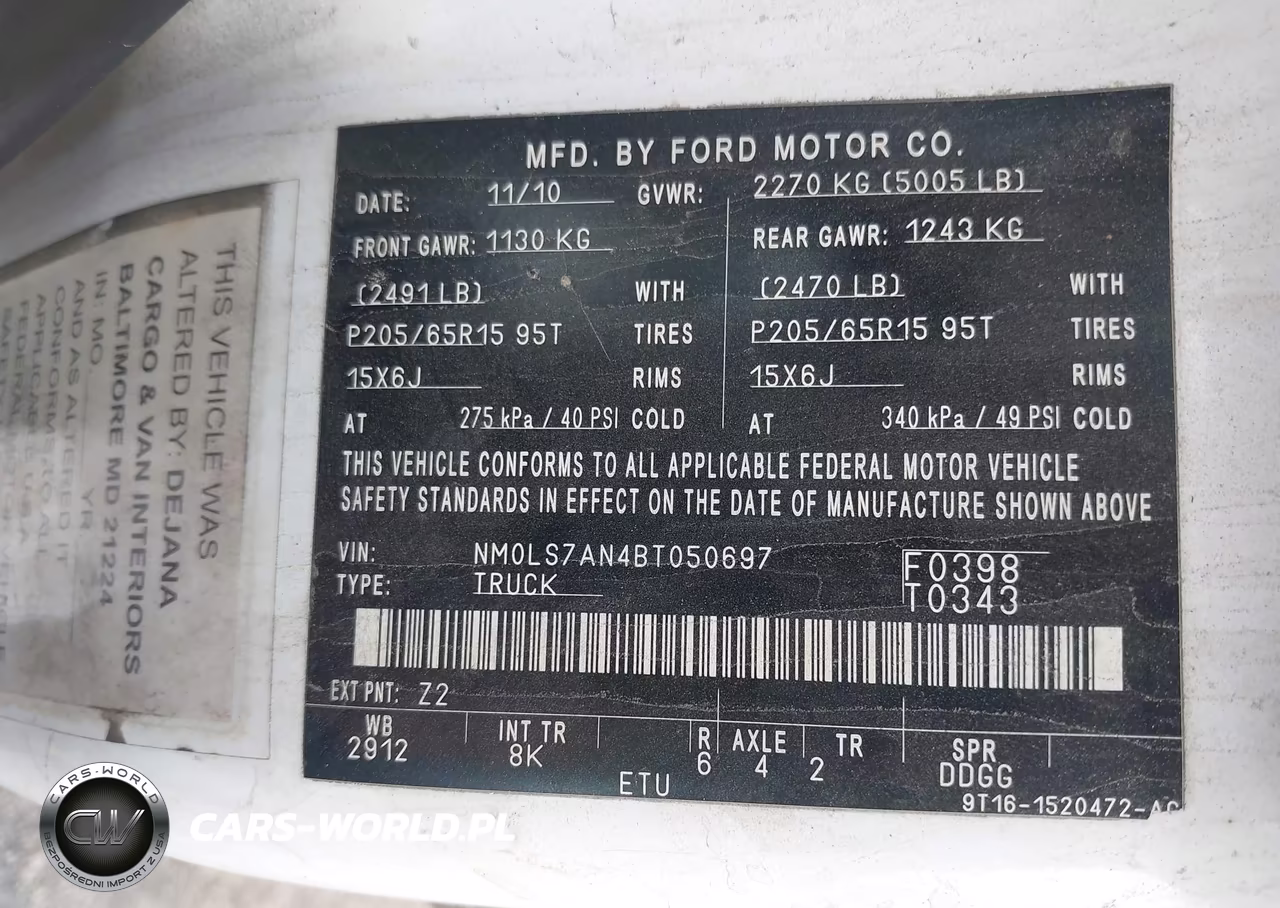2011 Ford Transit Connect Xl VIN:NM0LS7AN4BT050697 - 9