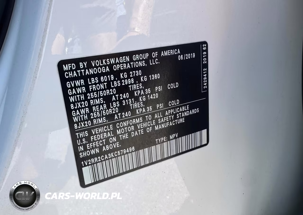2019 Volkswagen Atlas Sel VIN:1V2RR2CA3KC579496 - 9