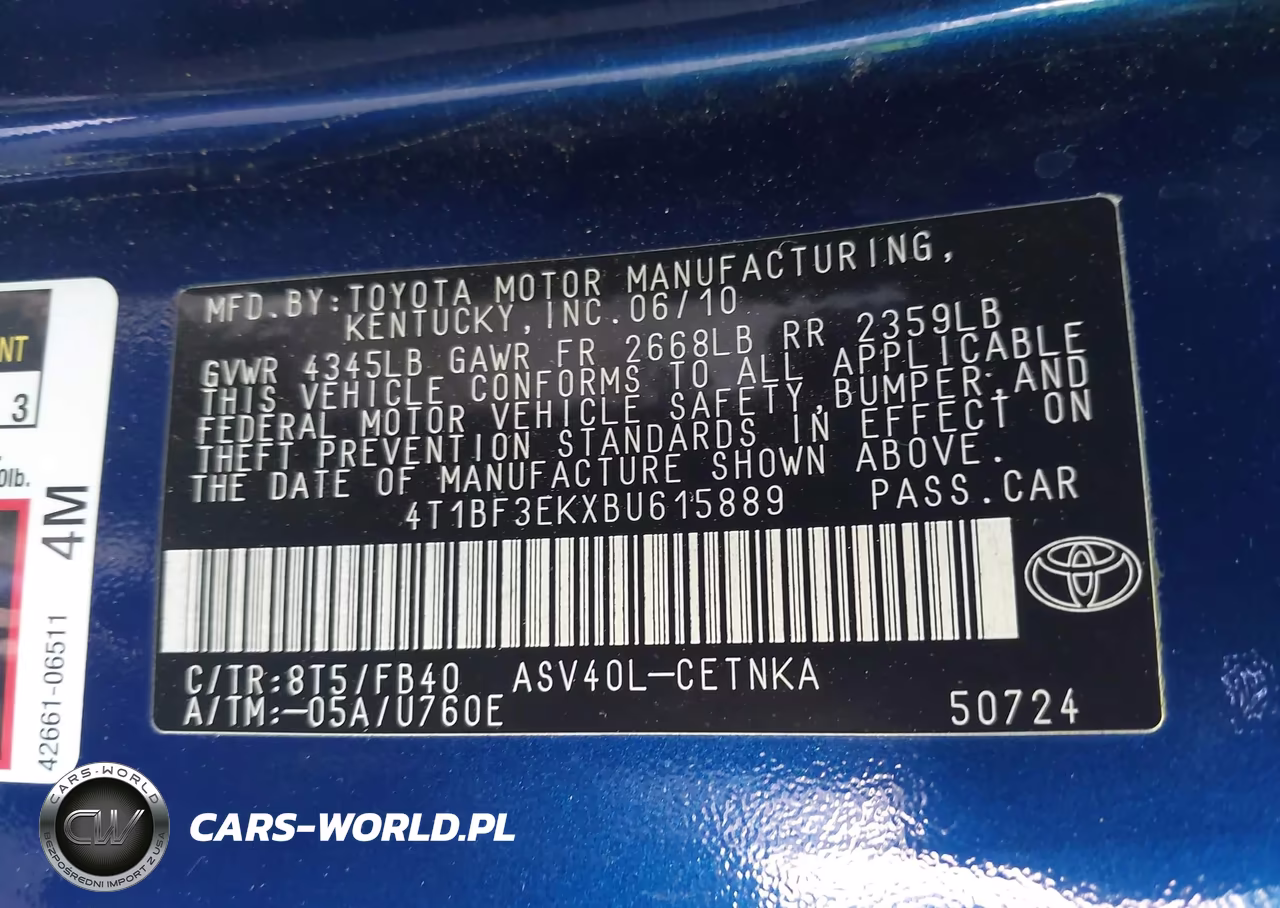 2011 Toyota Camry Le VIN:4T1BF3EKXBU615889 - 9