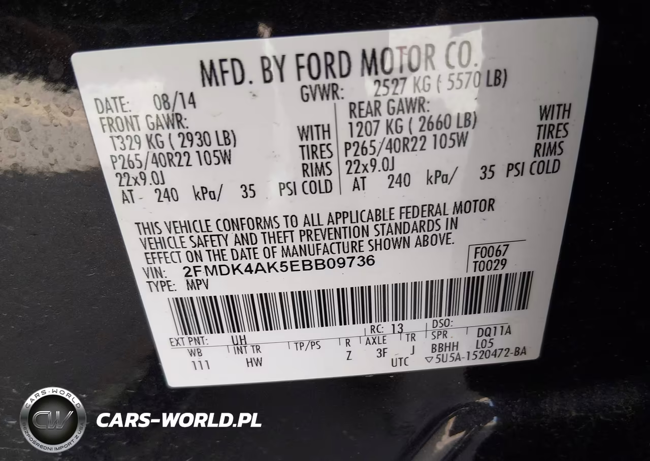 2014 Ford Edge Sport VIN:2FMDK4AK5EBB09736 - 9