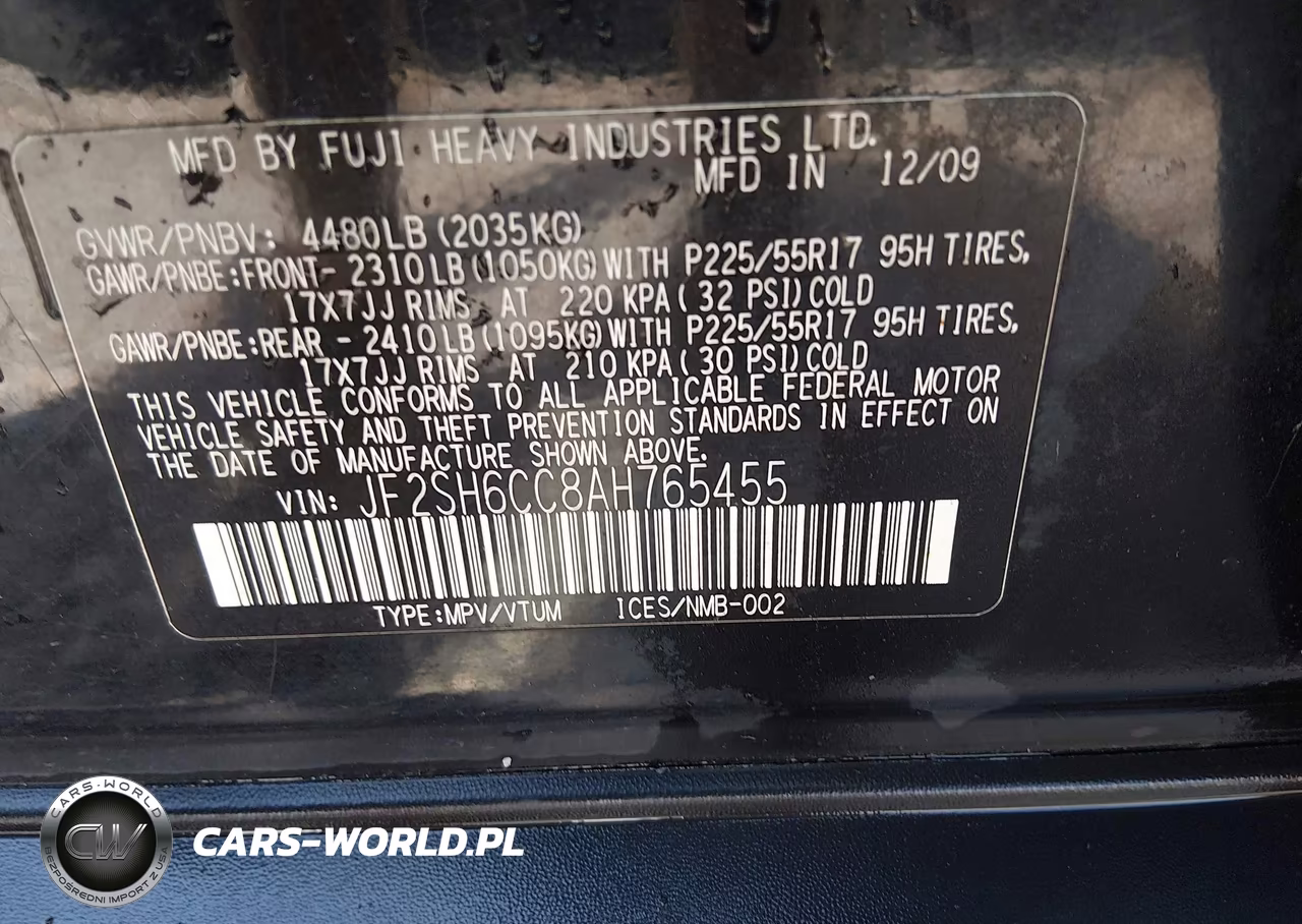 2010 Subaru Forester 2.5X Premium VIN:JF2SH6CC8AH765455 - 9