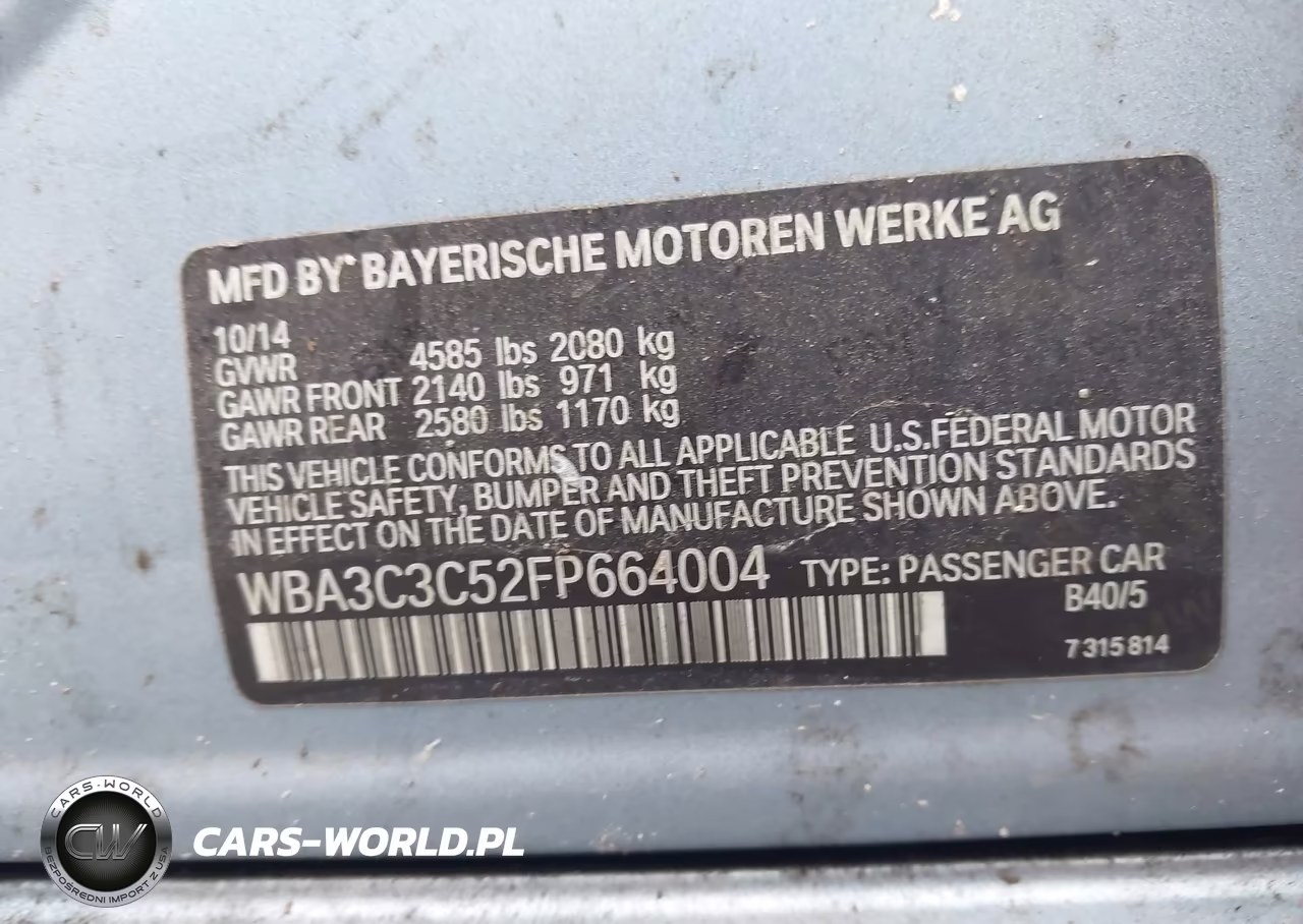 2015 BMW 320I xDrive VIN:WBA3C3C52FP664004 - 9