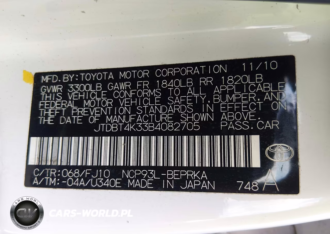 2011 Toyota Yaris VIN:JTDBT4K33B4082705 - 9