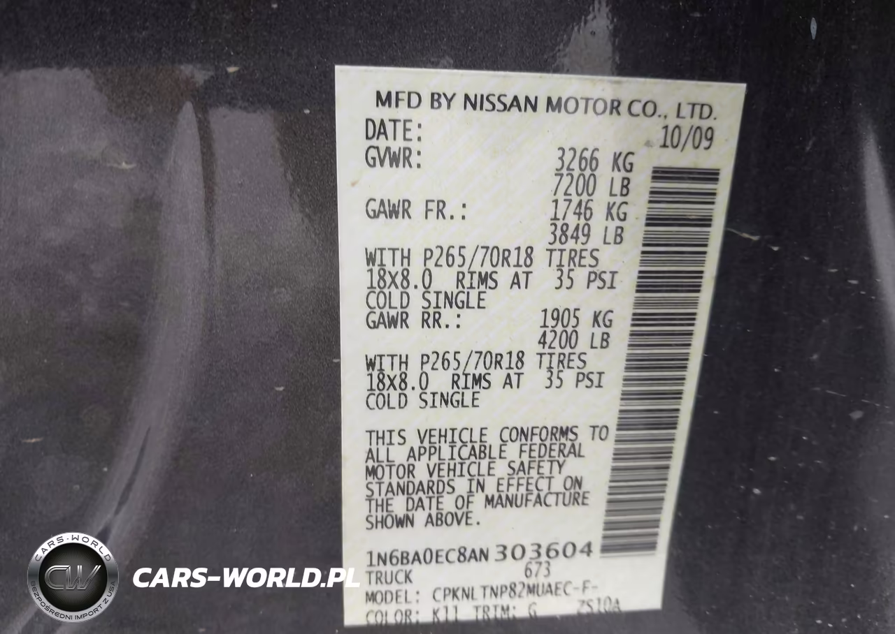2010 Nissan Titan Se VIN:1N6BA0EC8AN303604 - 9
