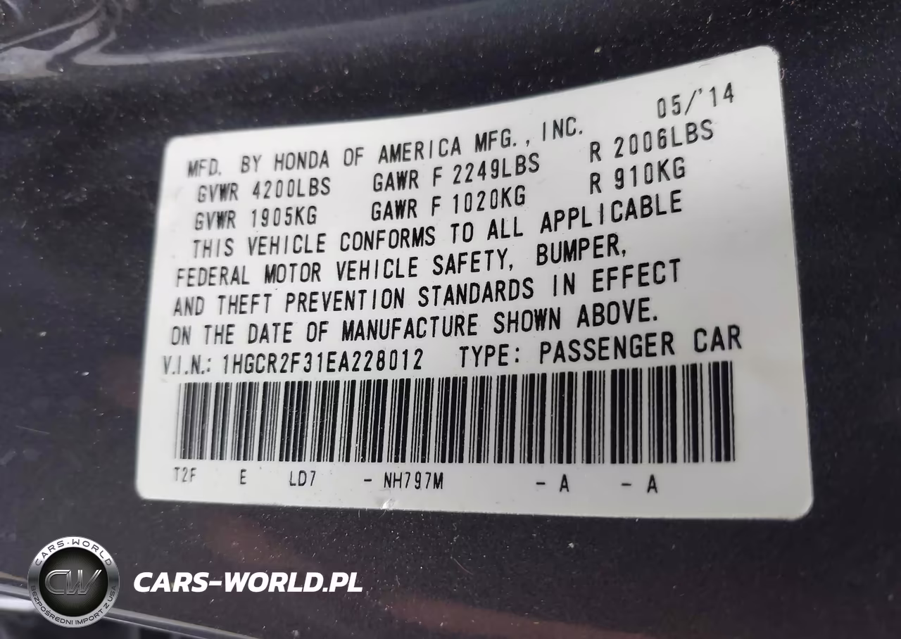 2014 Honda Accord Lx VIN:1HGCR2F31EA228012 - 9