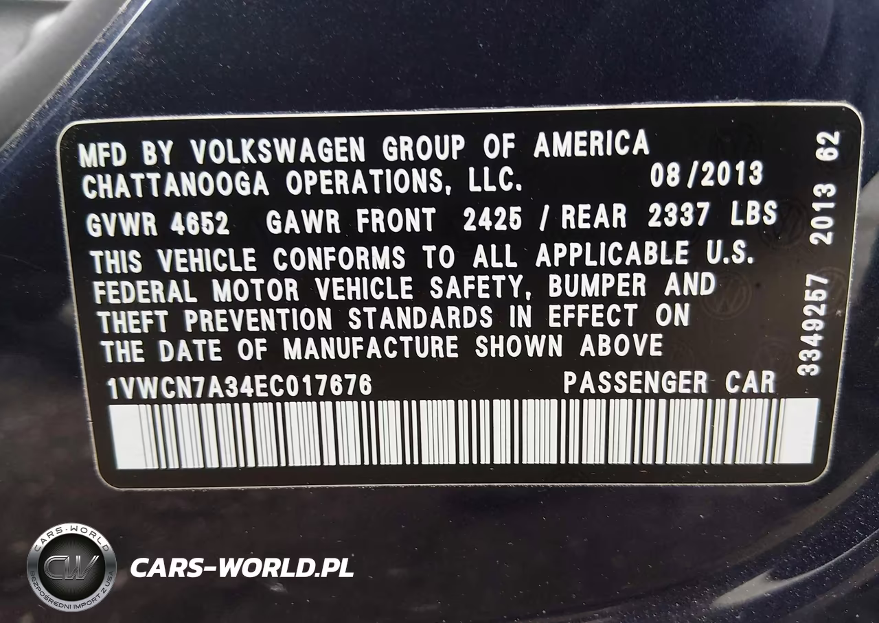 2014 Volkswagen Passat 2.0L Tdi Sel Premium VIN:1VWCN7A34EC017676 - 9