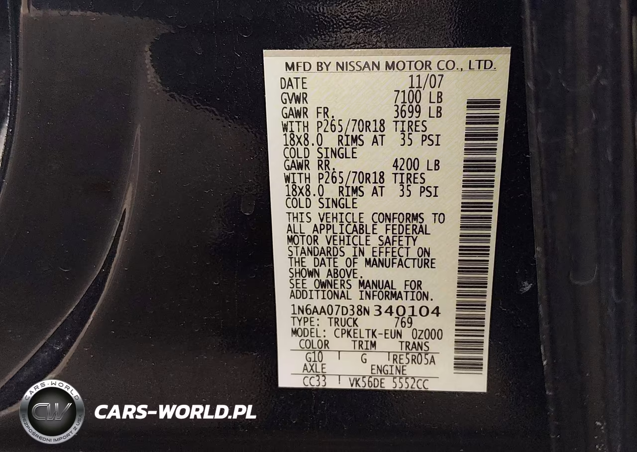 2008 Nissan Titan Se-Xe VIN:1N6AA07D38N340104 - 9