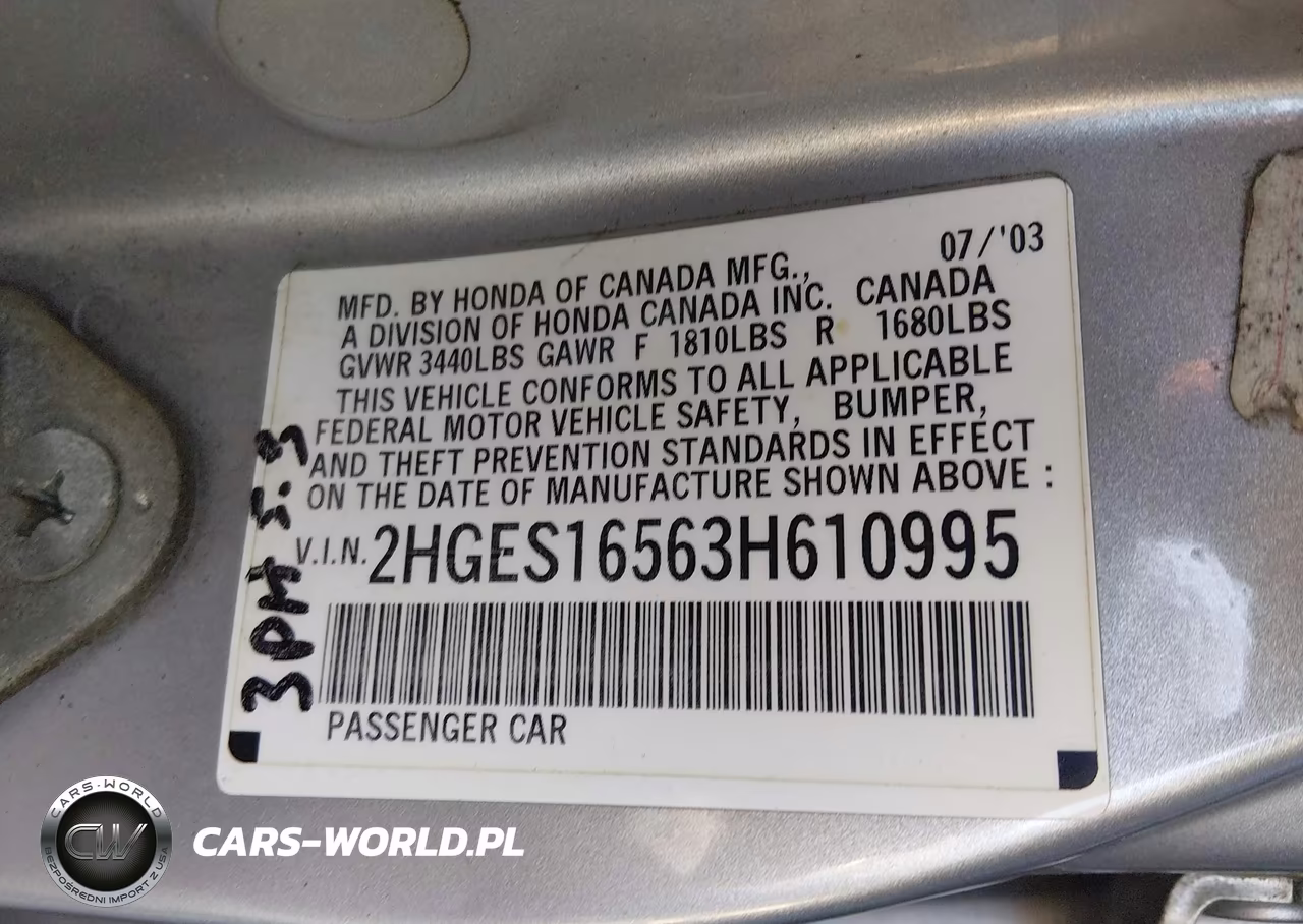 2003 Honda Civic Lx VIN:2HGES16563H610995 - 9