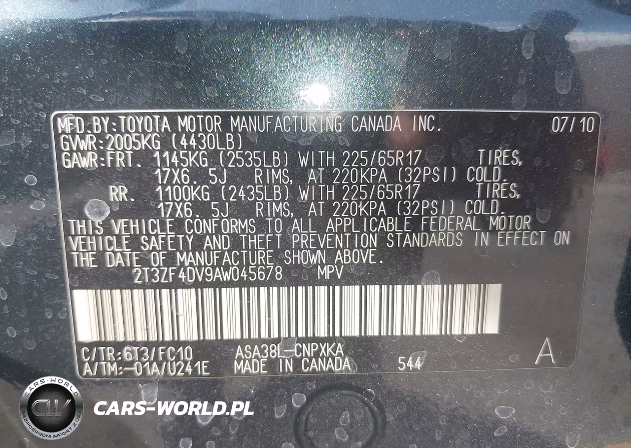 2010 Toyota Rav4 VIN:2T3ZF4DV9AW045678 - 9