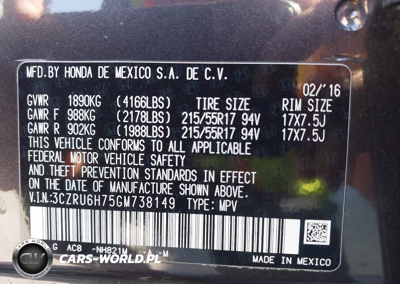 2016 Honda Hr-V Ex-L VIN:3CZRU6H75GM738149 - 9